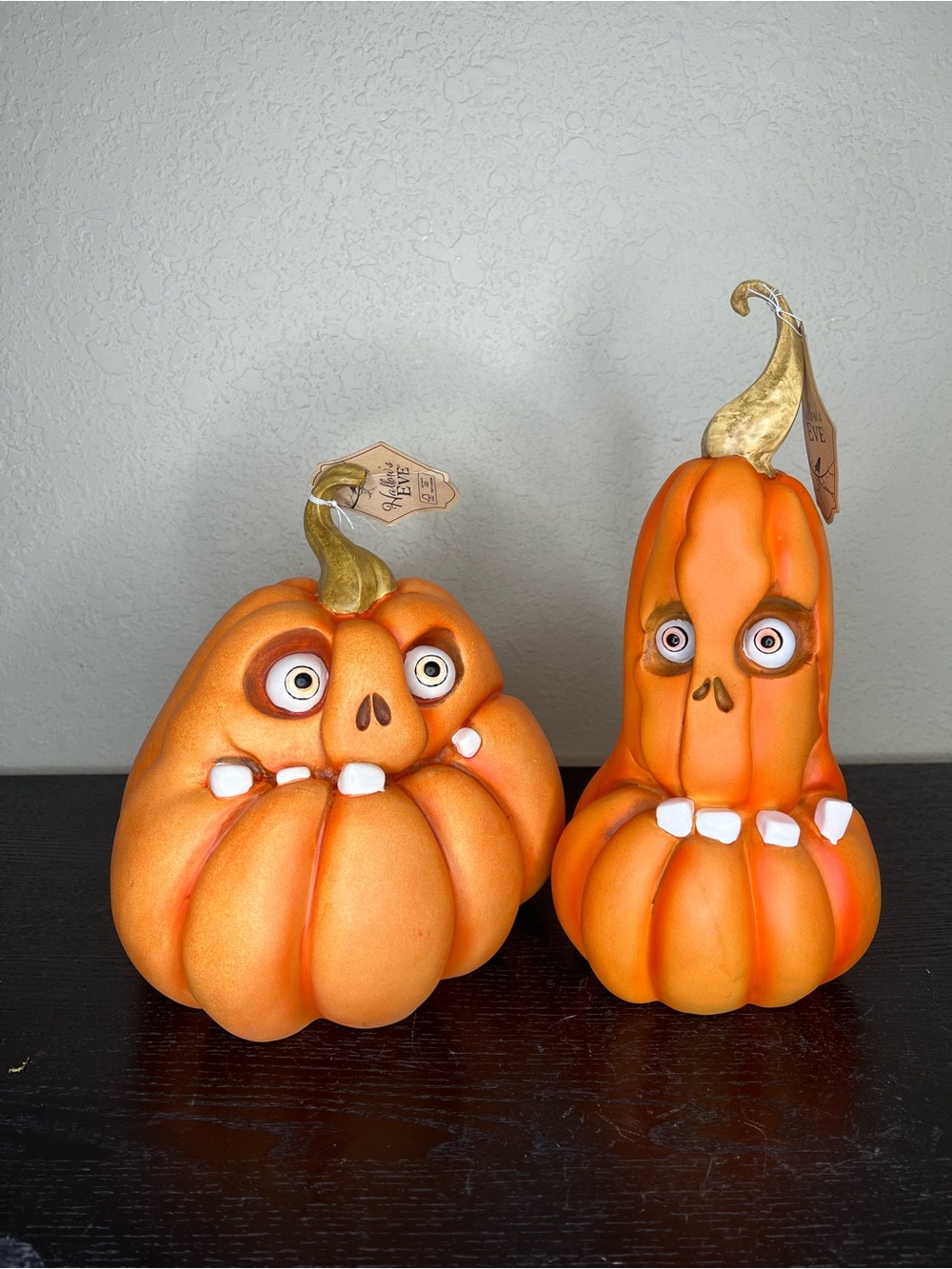 NEW Hallow’s Eve Halloween Funny Faces Pumpkin Set of 2